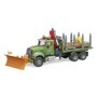 Bruder camion lemne Mack Granite cu macara de incarcare, graifer si 3 busteni